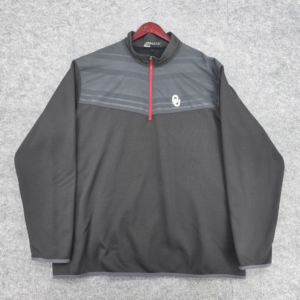 Nike Golf Oklahoma Sooners Therma-FIT 1/4 Zip Pullover Black XXL OU Mens